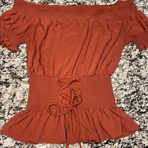 Burnish Brown Off The Shoulder Blouse 🤎